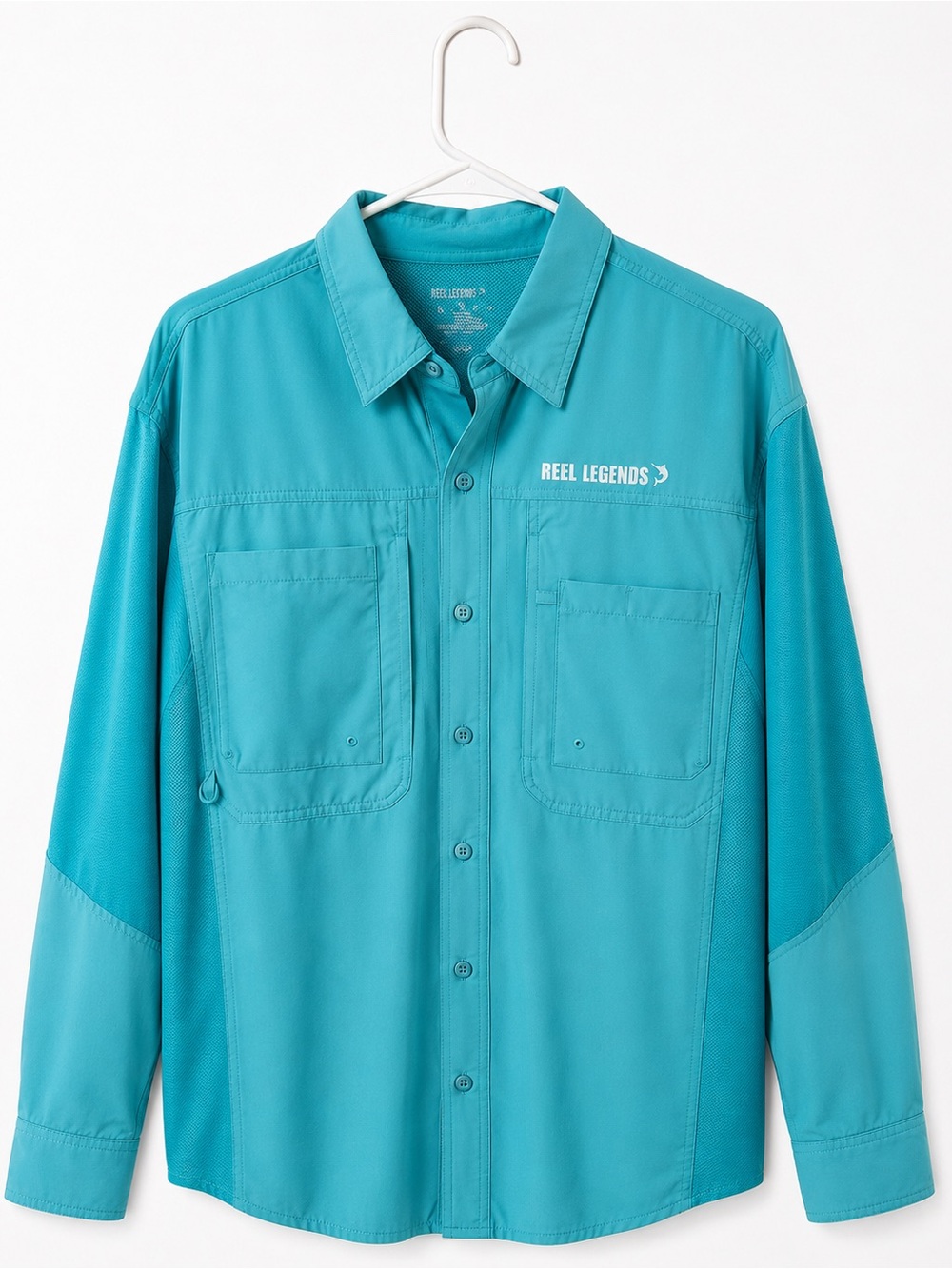 Reel Legends Men's Teal Lightweight Button-Front Shirt Jacket